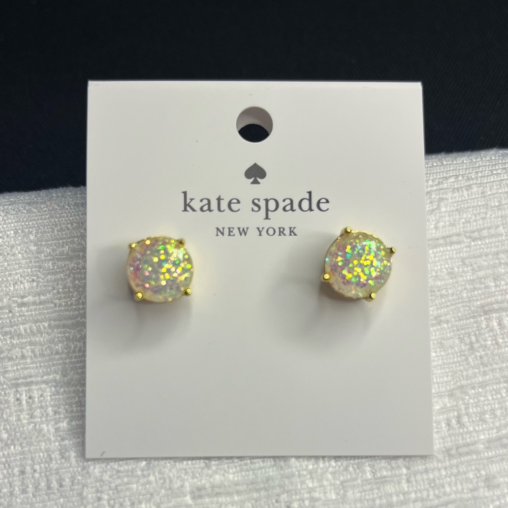 🛍️NEW Kate Spade Glitter and Gold Detail Round Stud Earrings